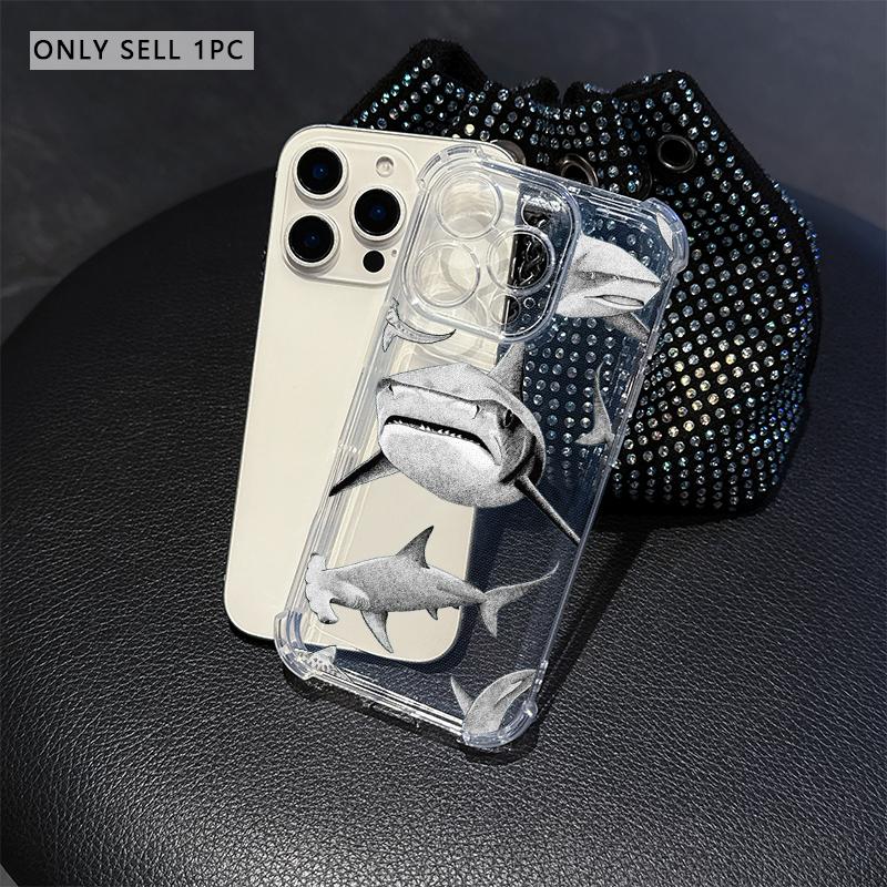 Graffiti Shark Chart Phone Case For IPhone 17 Pro Max 16 17 15 14 13 Plus 12 Mini 11 XR 16E Air Cases Transparent Soft Covers