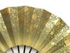 Киотский веер, Майсэн, Фэнтези, Золотой, 9,5 дюймов, Сделано в Японии, Киото, Кость, покрытая черным лаком, Двусторонний, для японского танца, В коробке