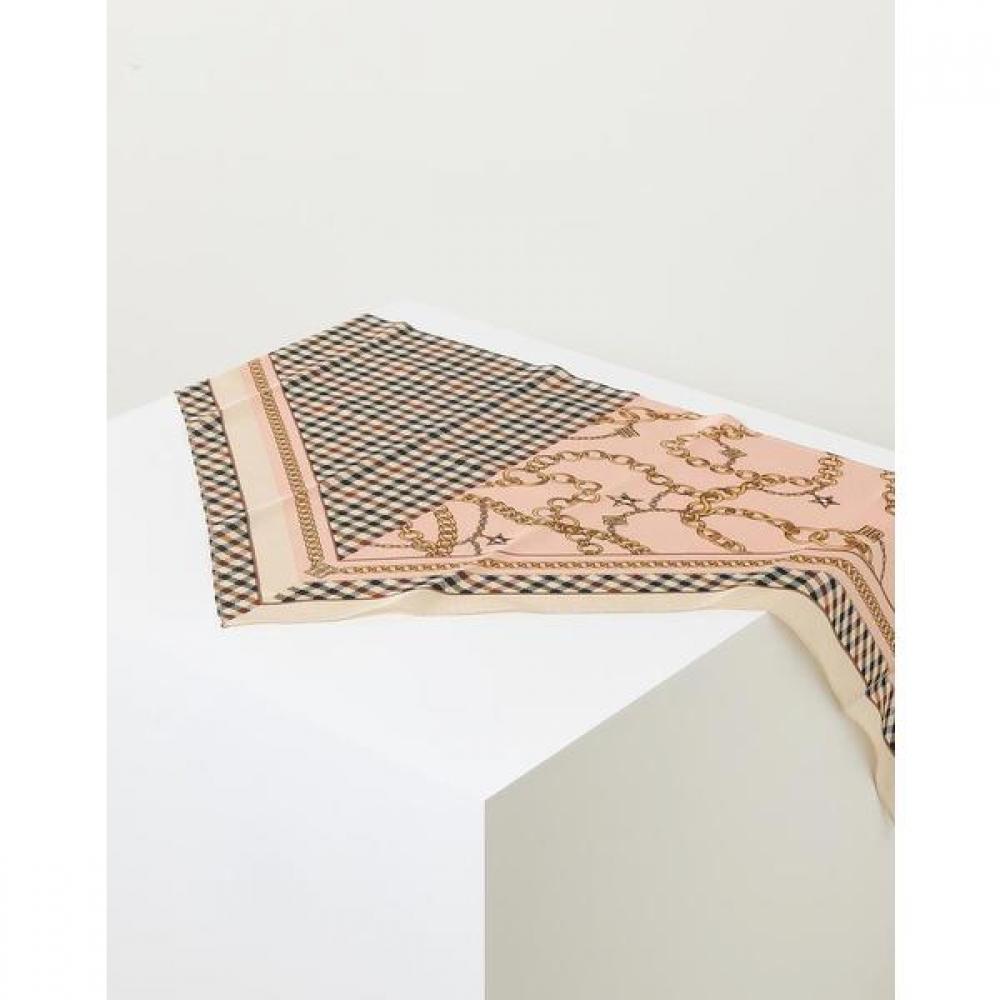 Daks Beige Check Chain Scarf   Ring Set Dcsc2f825i2