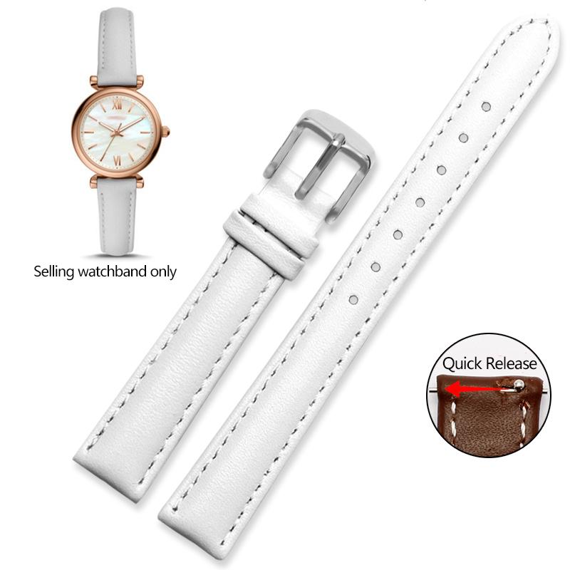 Ремешок для часов из натуральной кожи для Casio Citizen Fossil Однотонный ремешок для часов Folli Женский браслет Синий Розовый Коричневый 14 мм 16 мм 18 мм 20 мм
