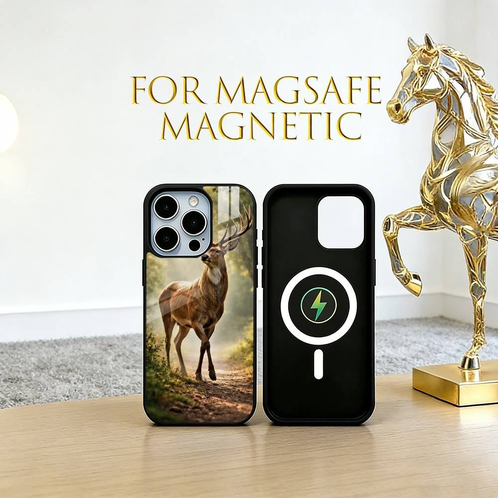 Deer Phone Case For iPhone17,16,15,14,13,12,11 Plus,Pro Magnetic For Magsafe Wireless Charging