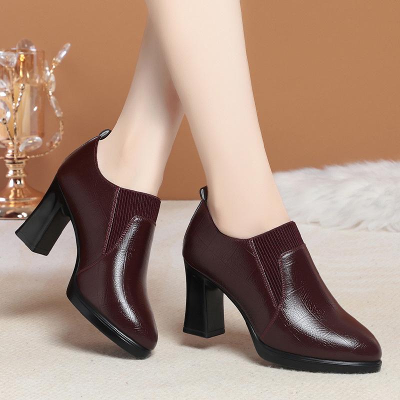 New Winter Women Boots High Heel Shoes Anti-slip Velvet Comfort Ankle Autumn Versatile Fashion Soft Leather Boots