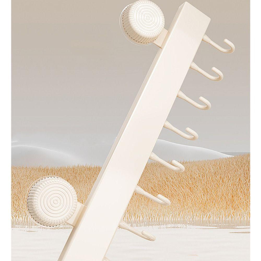 Wall-mounted Suction Cup Hooks Detachable Space Saving Clothes Hanger with Movable Hook Bathroom Rack Behind The Door