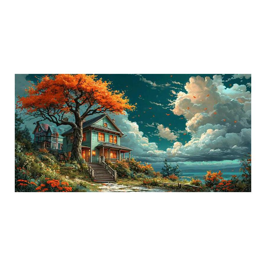 Colorful Tree Landscape House Large Size Diamond Painting New Collection Scenery Diy Full Drill Rhinestone Embroidery Mosaic Cross Stitch Kits