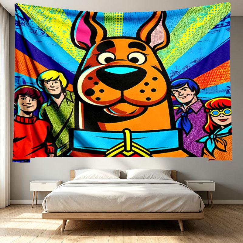 Scooby Print Tapestry - Portable Wall Decor Cloth, for Home, Dorm, Travel, Bedroom, Living Room - Ideal Birthday Housewarming Gift