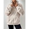 Autumn Winter Woolen Plus Plush Women's Standing Collar Hoodie Casual Top Hoodie