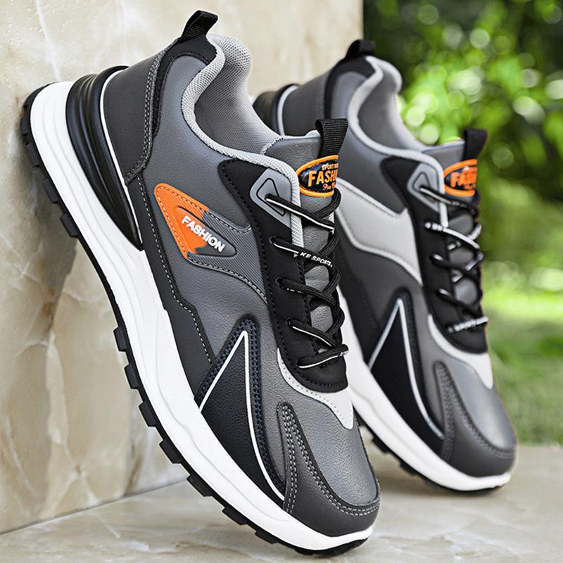 Men's shoes spring and summer sports shoes men's 2026 new leather waterproof and non-slip black casual shoes men's running dad shoes