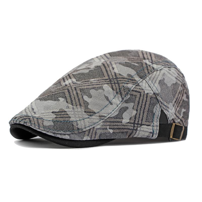 Women's Cap British Vintage Print Camouflage Beret Men