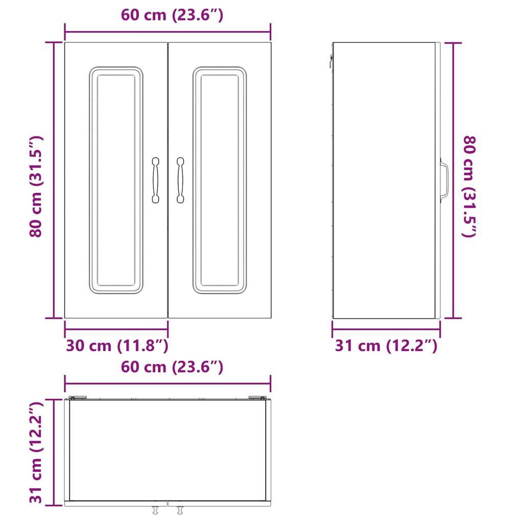 Dishwasher Front Kalmar Reclaimed Wood 60 x 31 x 80 cm