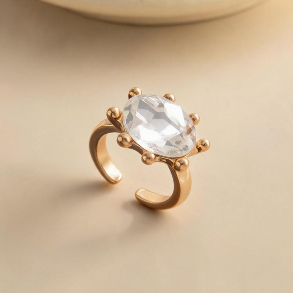 Stackable Oval Shape Rhinestone Ring Shiny Finger Ring Fashion Candy Color Statement Ring  Dating
