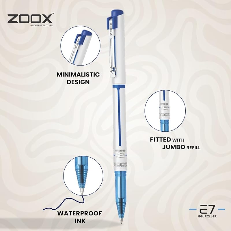 Гелевая ручка FLAIR Zoox E7 0,7 мм | Минималистичный дизайн | Водостойкие чернила для письма без размазывания и с гладким скольжением | Оснащена
