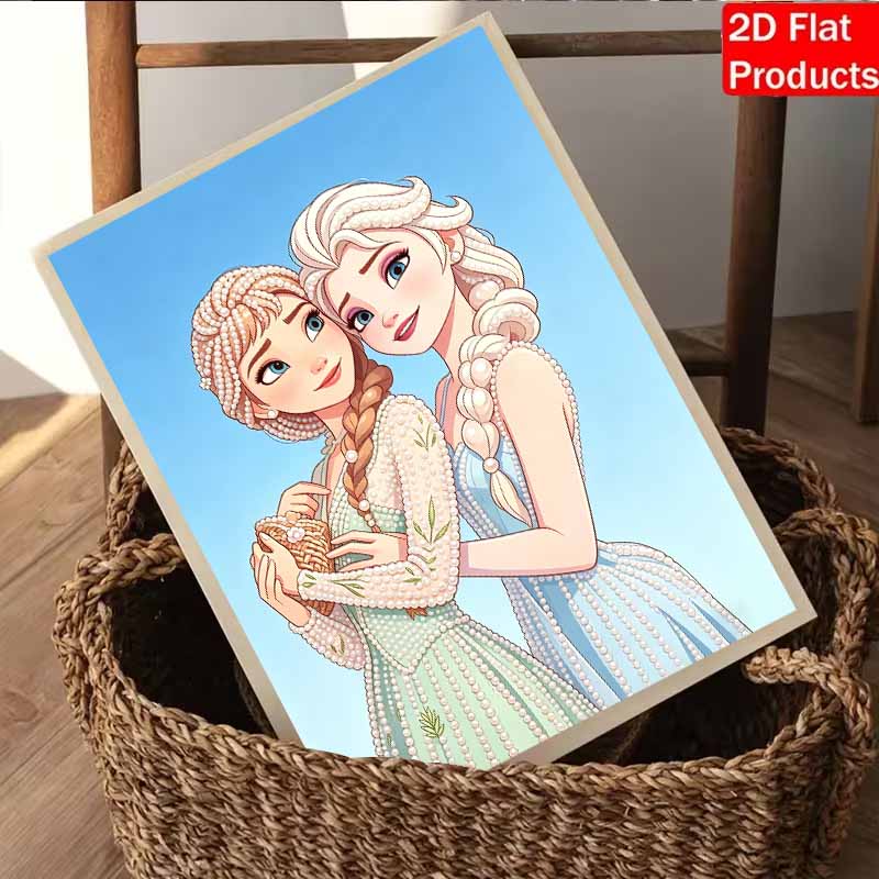 Disney Жемчужная Живопись Замороженные Анна и Эльза Сестры Ручная Работа DIY Жемчужные Камни Картины Поделки Особая Форма Домашняя Настенная Декорация