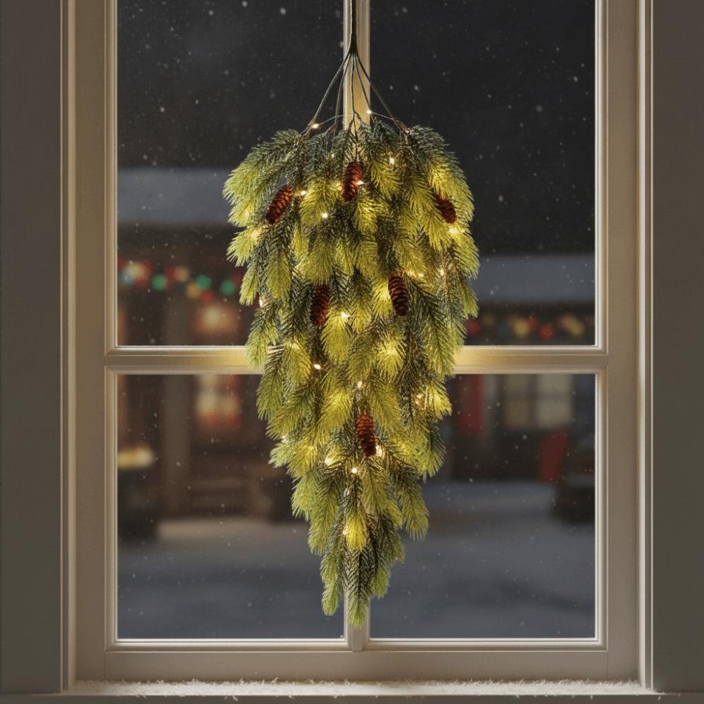 Teardrop Shape Artificial Christmas Pine Branches Christmas Garland Decorations Outdoor