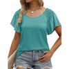 Vintage Casual Summer T-shirt Women V-neck Pleated Flare Short Sleeve Tee Tops 2023 Loose Simple Tshirts Ladies Clothes 26323