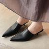 Fashion NEW Summer Women Mules Genuine Leather Shoes for Women Pointed Toe Thin Heel Shoes Cover Toe Slingback Sandals Concise Slippers