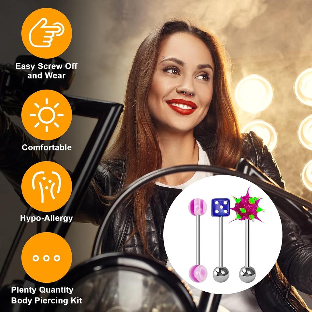 110 шт. Украшения для пирсинга тела Бровь Пупок Живот Язык Губа Штанга Кольцо