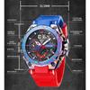 Quartz Watch For Men  Wristwatches Watcholorful Red Bracelet 50M Waterproof Alarm Clock Analog Digitals Sport Watches