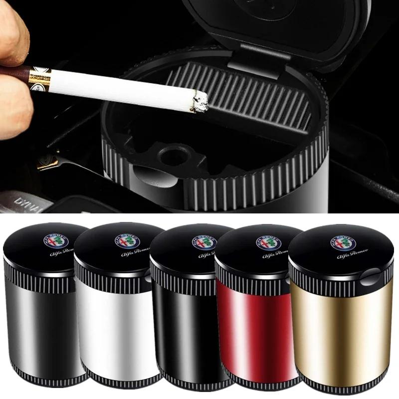 LED Car Ashtray Smoke Ash Cup Holder with Light for Alfa Romeo Giulia 159 147 156 4C Stelvio Giulietta Mito Auto Accessories