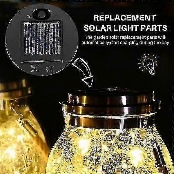 5-Pack Solar Light Replacement Parts (Top Size 7cm, Bottom Size 6cm), 7 Warm White LEDs, Waterproof