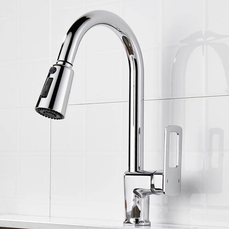 Выдвижной кухонный кран Gun Grey Single Handl Black Kitchen Faucet Sink Tap Single Hole Rotating Water Mixer Tap