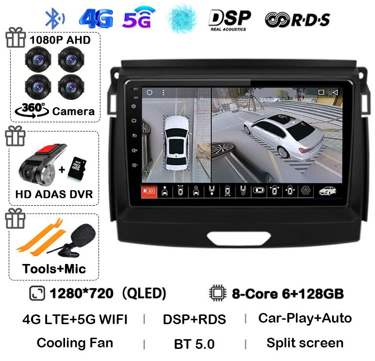 Android 14 Carplay Авто Радио Стерео Для Ford Ranger 2015 2016 2017 2018 2019 2020 GPS Мультимедиа Авторадио Плеер Головное Устройство