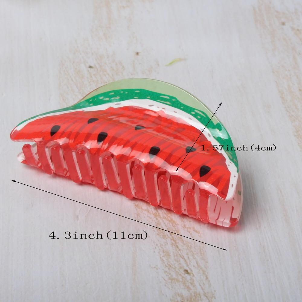 Fruit Doodle Acrylic Hair Claws Cute Watermelon Lemon Large Claw Clip for Women Hairpins Headwear Girl Summer Hair Accessories