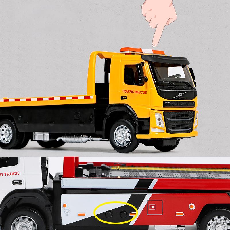 Масштаб 1/50 VOLVO VAN Type, модель прицепа из сплава, имитация металлического автомобиля-транспортера, эвакуатора, грузовик с откатным звуком и светом, игрушечный грузовик