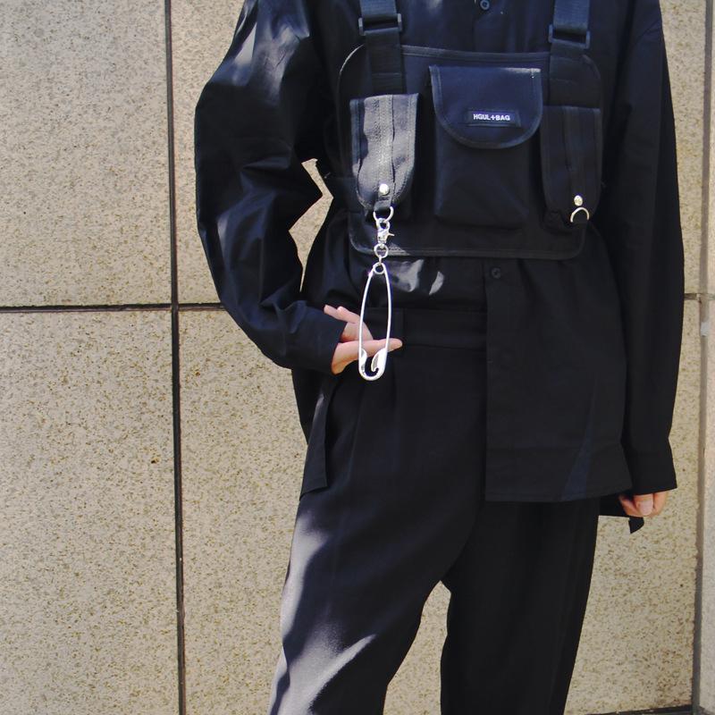 Punk Big Stainless Steel Safety Pin Metal Pendant Keychain For Women Men Harajuku Cool Hip Hop Key Chain Jeans Accessories