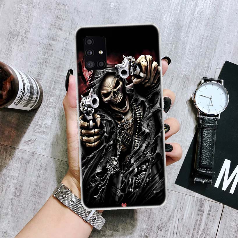 Чехол для телефона Grim Reaper с черепом и скелетом для Samsung Galaxy A12 A22 A32 A42 A52 A72 A51 A71 5G A41 A31 A21 A02S M12 M21 M31 M30S Fu
