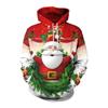 Christmas New Year Red Men Hoodie Snowman Happy Santa Claus 3D Printed Personality Hoodies Casual Sport Sweatshirt Coat
