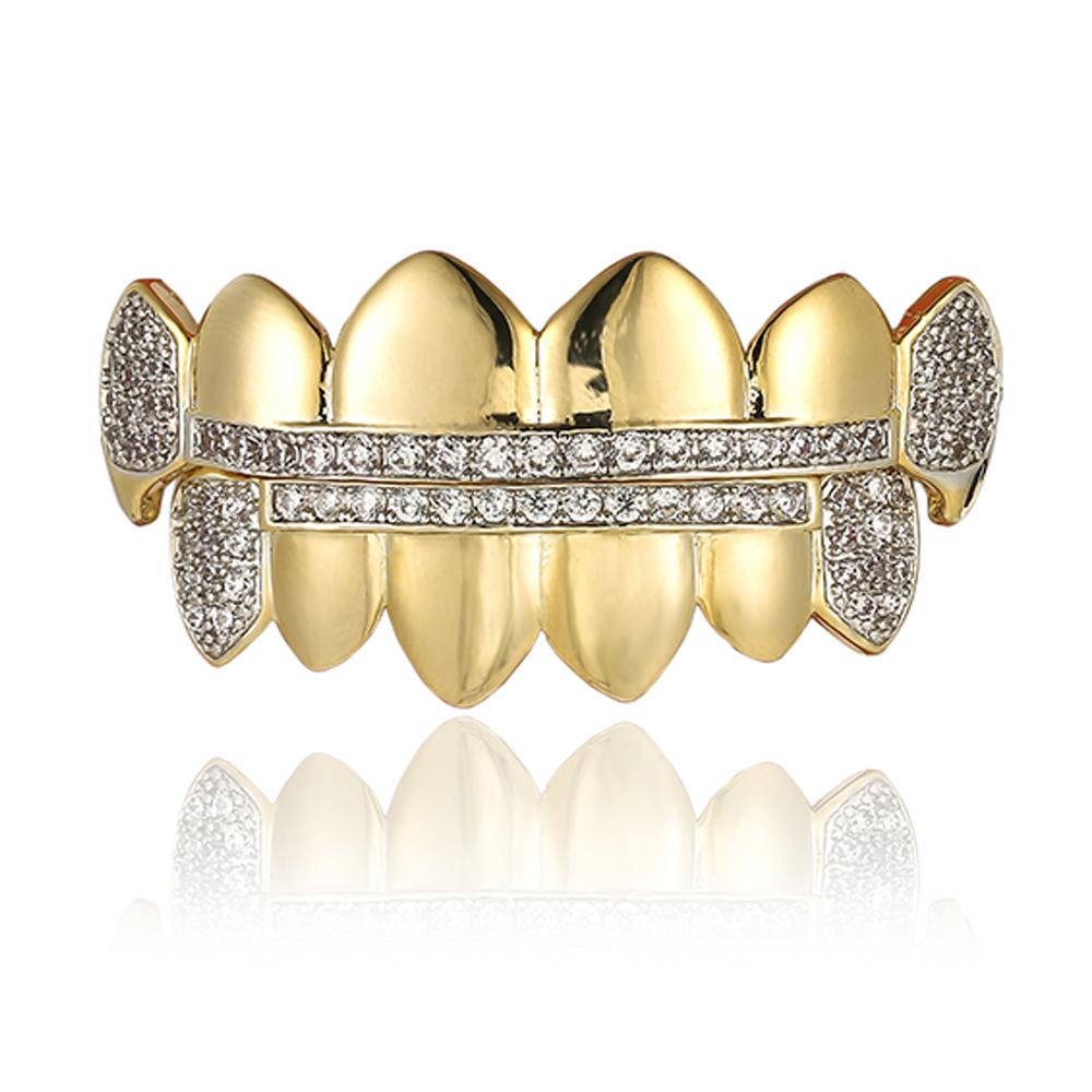 Hiphop Grillz Fashion Light up Body Jewelry Man Trendy Gold / Silver Copper With Zirconia Punk Dental Grillz