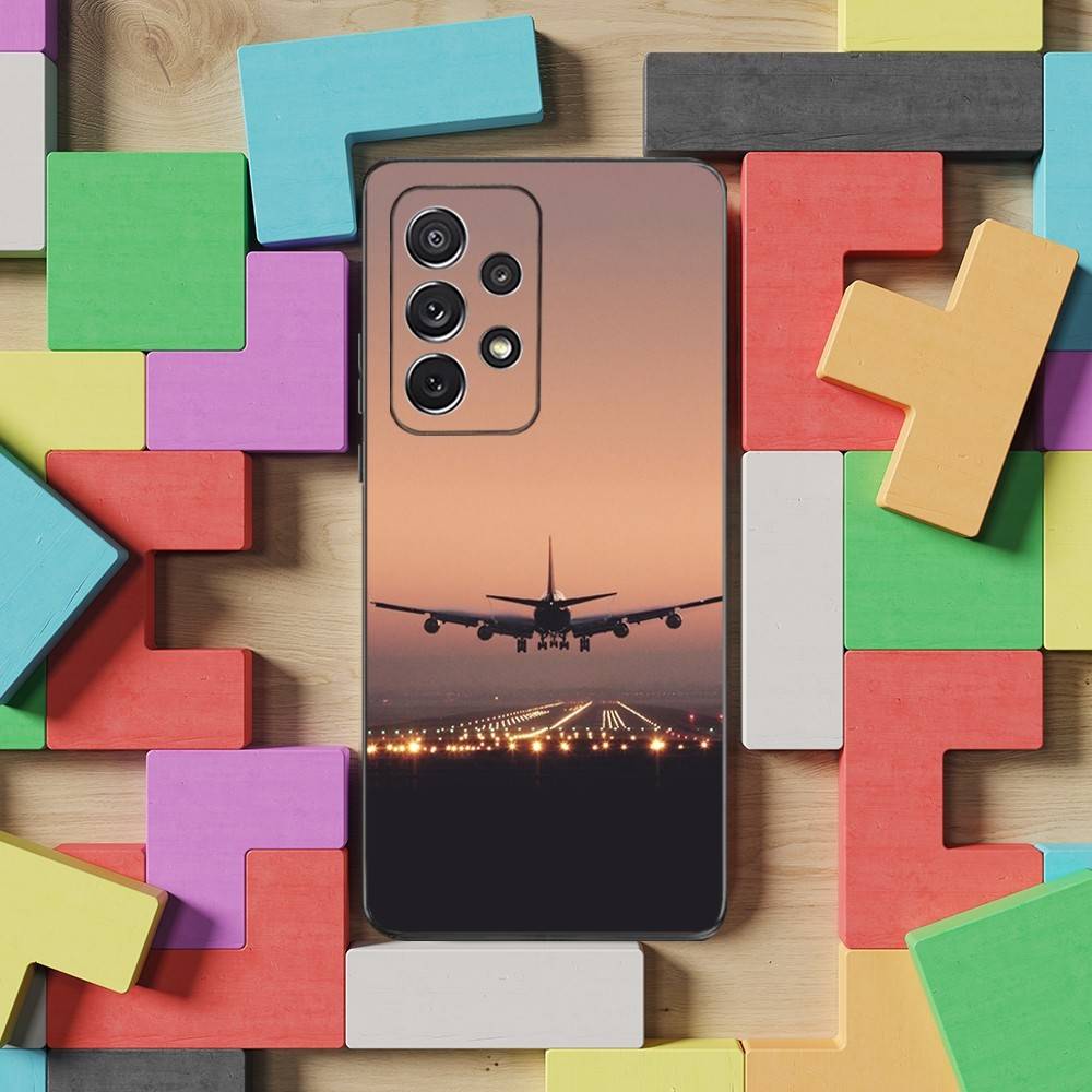 Авиация Арт Самолет Телефон Для Samsung S25,S10,S20,S10,S21,S9,S24,S23,Ultra,FE,Plus,Lite,Мягкий Силикон Черный Чехол