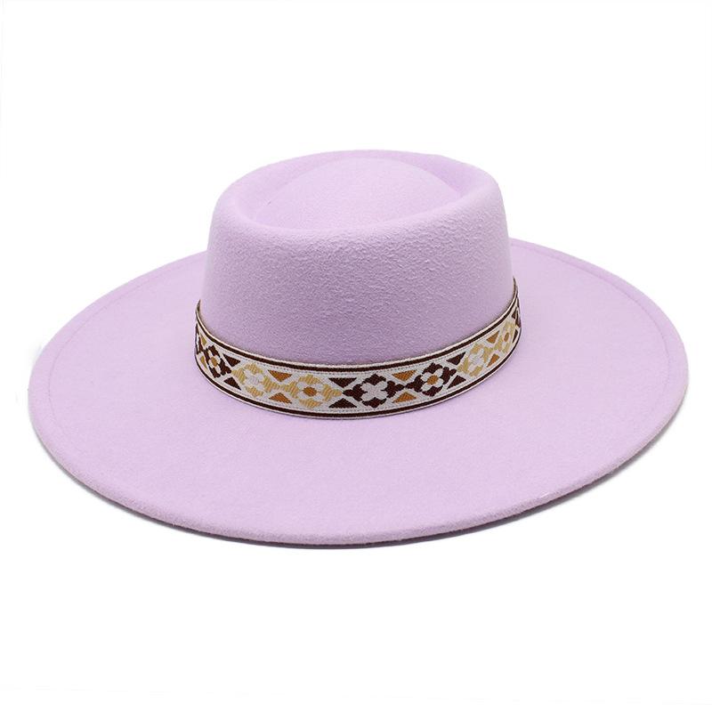 Vintage Ethnic Style Wool Felt Wide Brim Unisex Hat