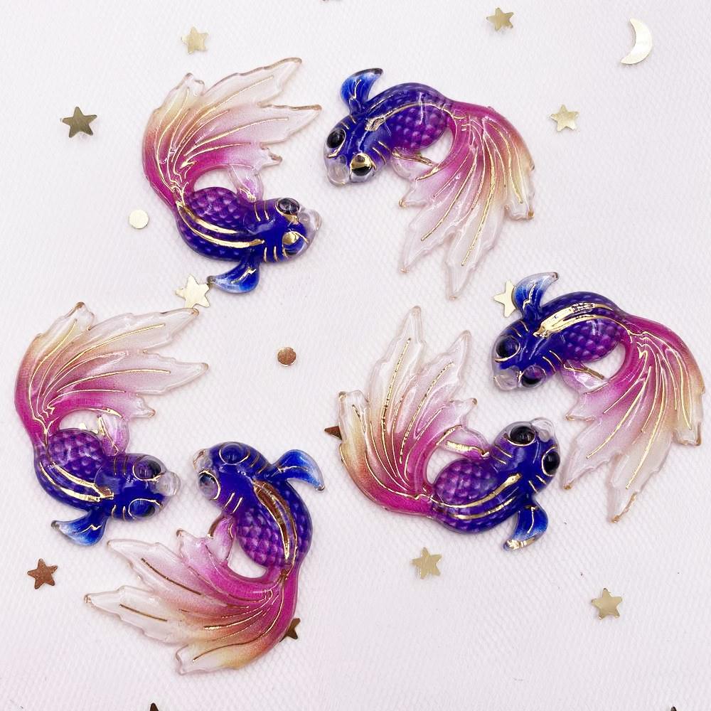 8 шт., блестящие цветные пуговицы в виде золотой рыбки из смолы, пуговицы с плоской задней частью, стразы для скрапбукинга, 1 отверстие, свадебная аппликация, украшения для рукоделия, ремесло