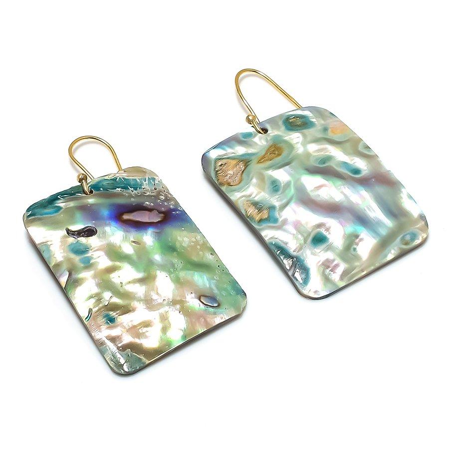 Abalone Shell Gemstone Handmade 925 Sterling Silver Earring 2.17" KJ-1033