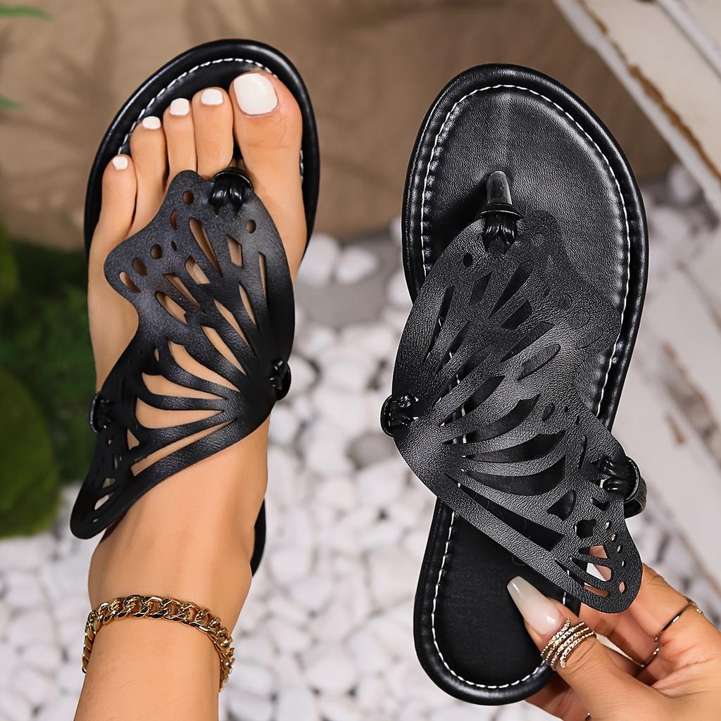 Летние тапочки большого размера с дышащей подошвой и плоским дном. Женские тапочки в форме бабочки с застежкой-носком.