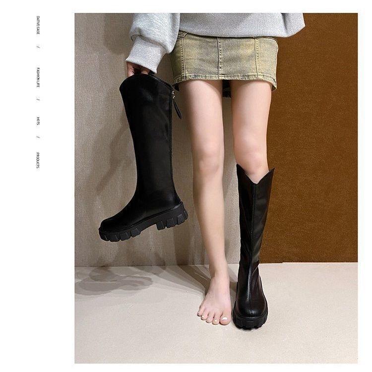 Spring and summer new long boots women's thick-soled non-slip knight boots are thin and cover the meat, high tube elastic and thin boots temperament