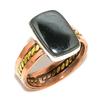 Natural Pyrite Agate Gemstone Two Tone 925 Sterling Silver Gift Ring S.10 F3s67