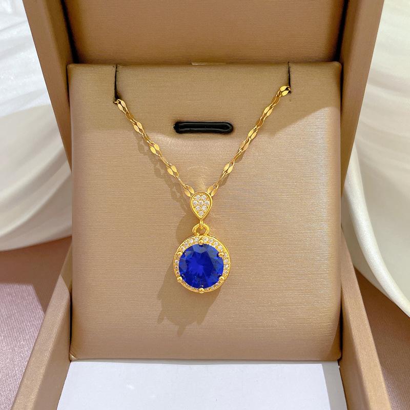 Тяжелая промышленность Преувеличенное микро-инкрустированное гальваническое покрытие из настоящего золота Ожерелье Женская цепочка на ключицу с бусинами для переноса и украшениями