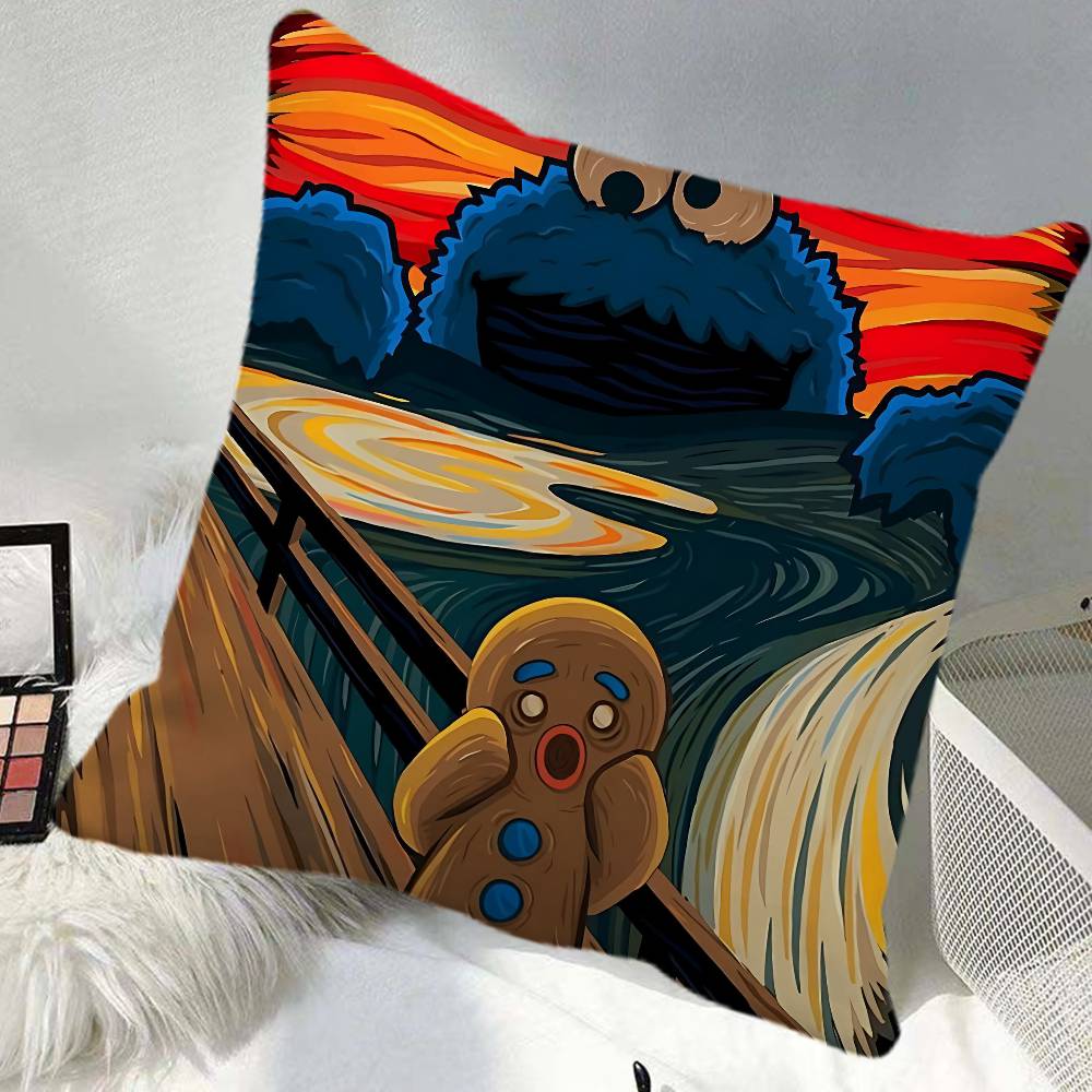 CCookies Play MMonster Pillow Case Square Pillow Bedroom Sofa Leisure Comfort Cushion Car Home Decoration