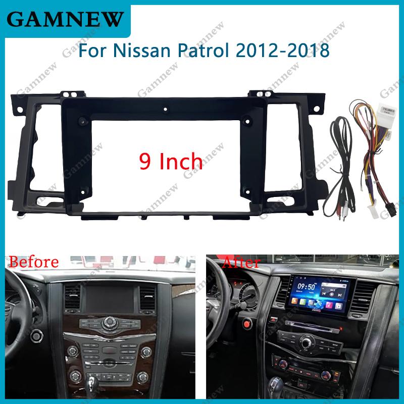 9 Inch Car Frame Fascia Adapter Cable Android Radio Dash Fitting Panel Kit For Nissan Patrol 2012-2018