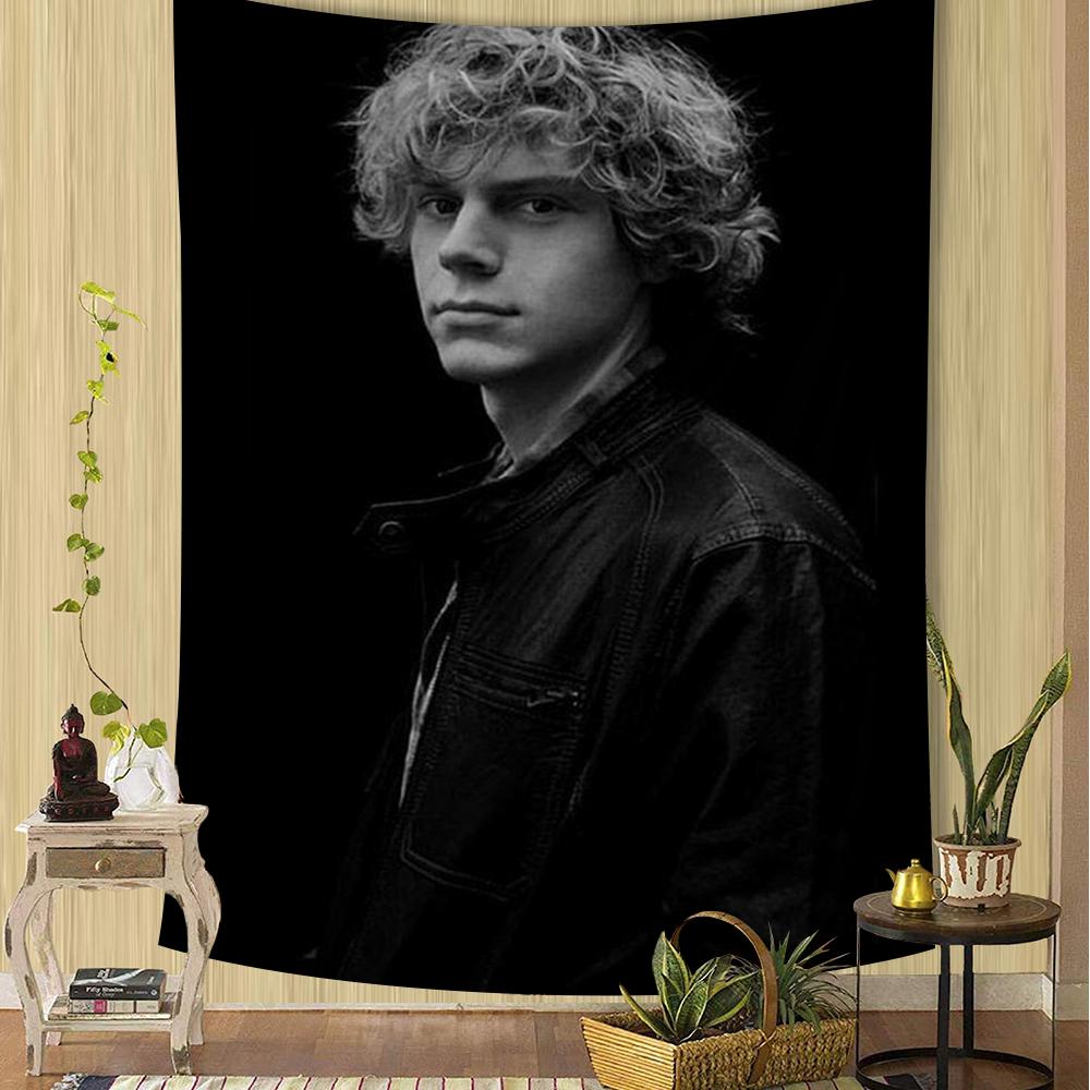 Evan Peters Actor Cartoon Tapestry Art Science Fiction Room Home Decor Wall Hanging Sheets
