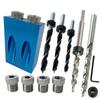 Woodworking Pocket Hole Jig Kit 6/8/10mm Angle Drill Guide Set Hole Puncher Locator Jig Drill Bit Set for DIY Carpentry Tools
