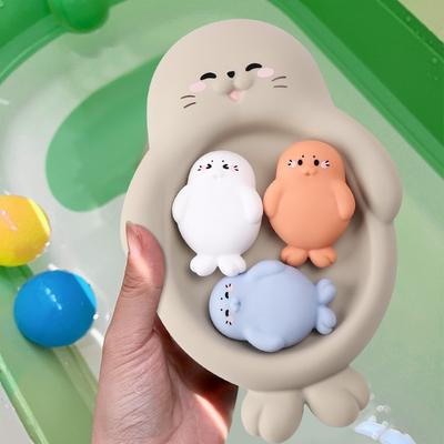 Нетоксичные плавающие животные для купания детей и малышей Тюлень Бегемот Безопасное развлечение для ванной комнаты и бассейна Идеальный подарок