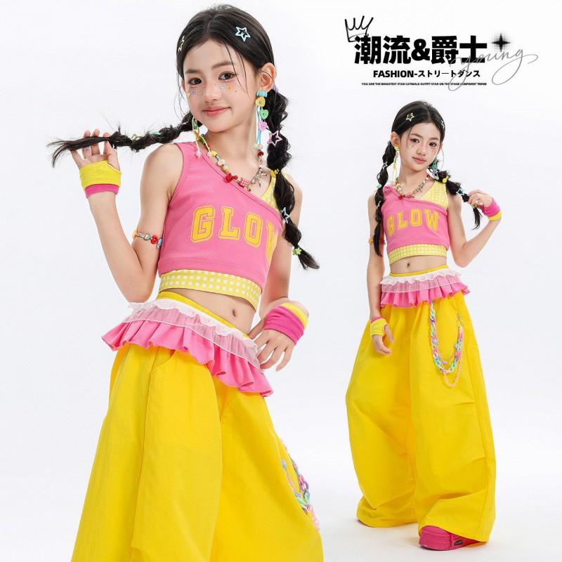Girls Jazz Dance Costume Kids Hip Hop Performance Outfit Trendy Stage Wear