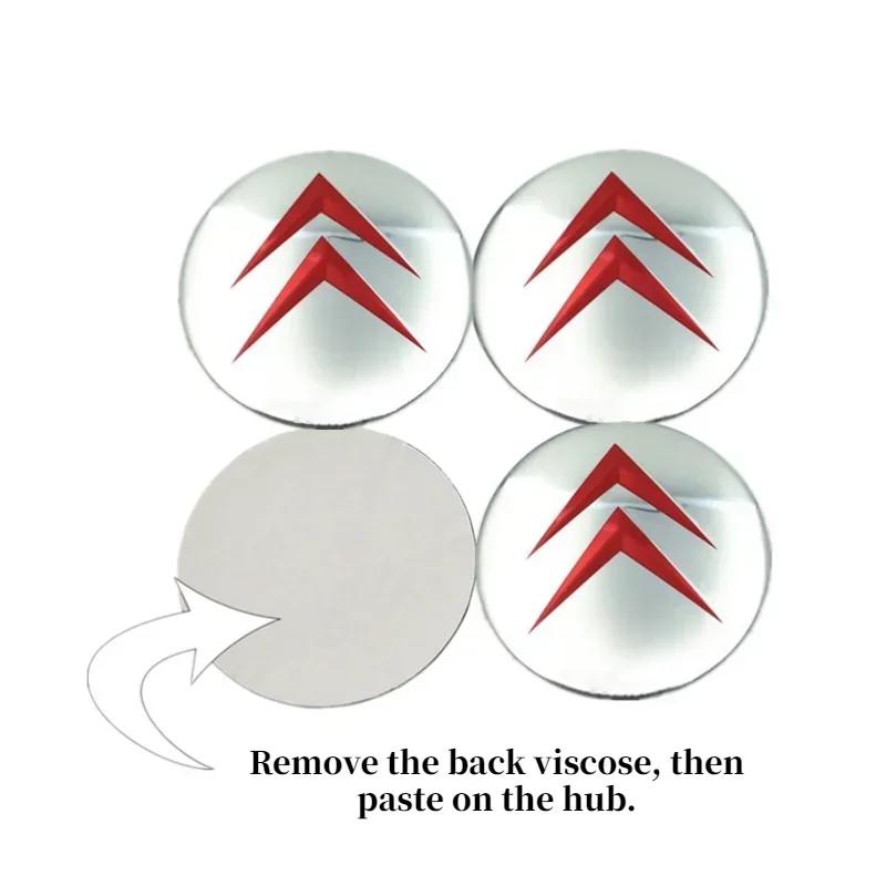 4pcs Car Wheel Center Hub Cap Cover Sticker Decals for Citroen C1 C2 C3 C4 C5 C-Elysee Cactus Picasso Xsara Berlingo DS3 DS4 DS6