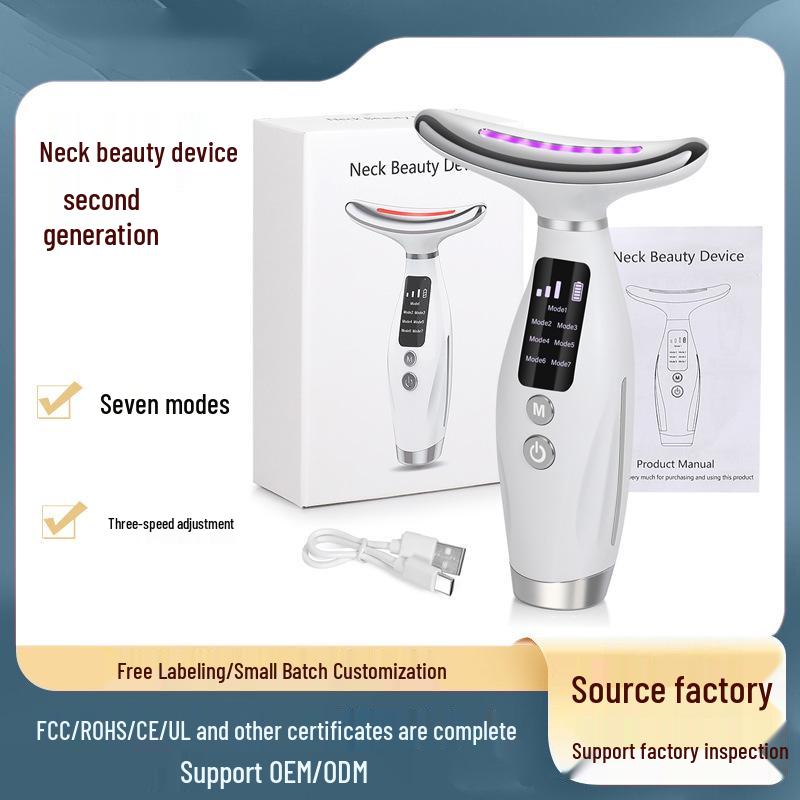 Seven-Color Light Portable Facial and Neck Beauty Massager
