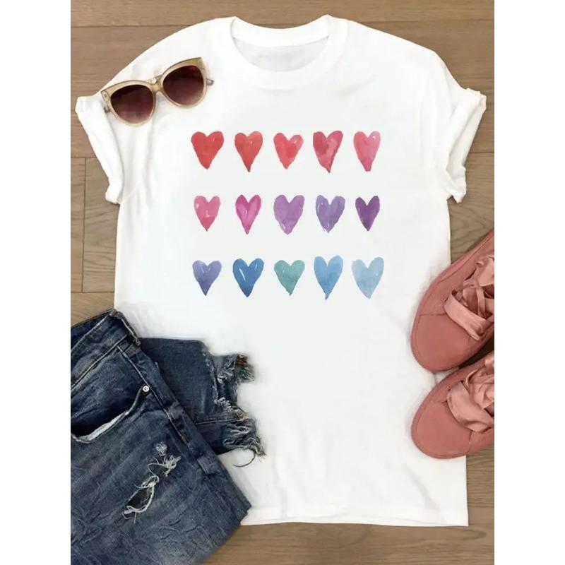 Tshirts Womens Flower Trend Cute Short Sleeve Summer Female Graphic Tee Clothes Watercolor Print TClothing Ladies So Fashion