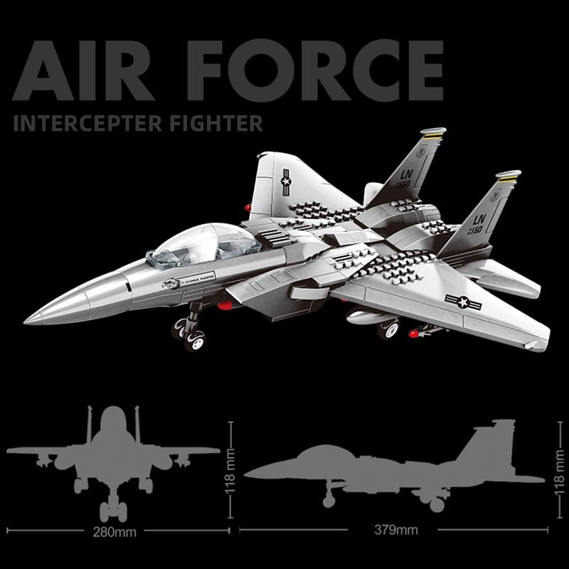 Большие конструкторы, изображающие военный боевой самолет F15 J-20, игрушки для мальчиков, развивающие интеллект, подарки для детей, истребитель P-51.