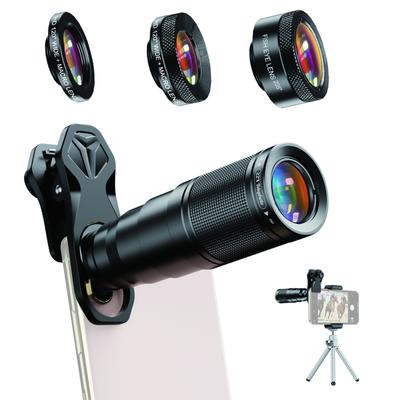 APEXEL APL-22X105-4IN1 Металлический объектив для камеры телефона Телеобъектив 22X Объектив «рыбий глаз» Широкоугольный объектив